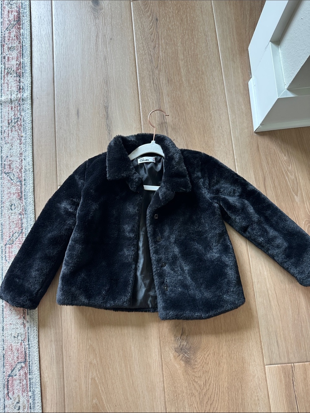 Epic Threads Kids Black Faux Fur Pea Coat